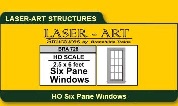 Branchline Window 6-Pane, 30 x 72" pkg(6) HO SCALE (BRA728)