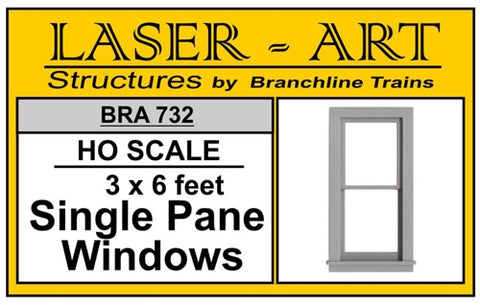 Branchline Window Single-Pane, 36 x 72" pkg(6) HO SCALE (BRA732)