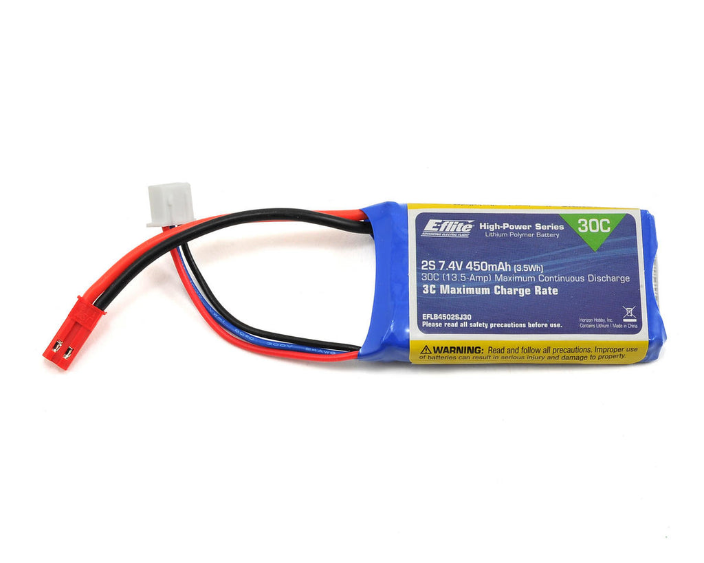 E-flite 2S LiPo Battery 30C (7.4V/450mAh) w/JST Connector  (EFLB4502SJ30)