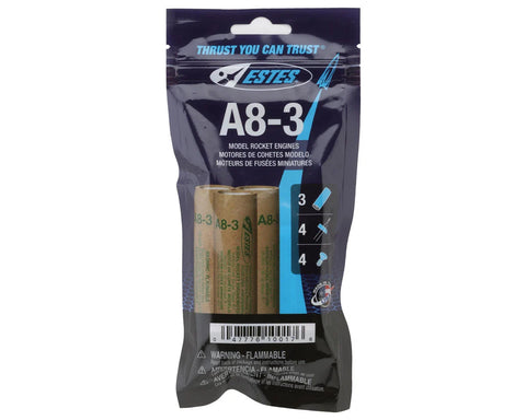 Estes A8-3 Bagged Rocket Engines (3)    (EST10017)