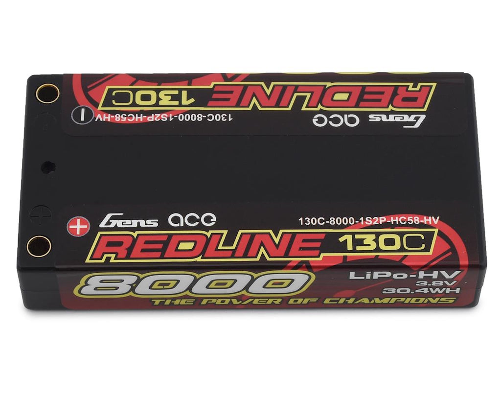 Gens Ace Redline 1S LiHV LiPo Shorty Battery 130C w/4mm Bullets (3.8V/8000mAh)   (GEA80001S13D4)