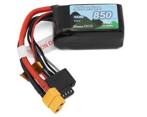 Gens Ace 4S 60C G-Tech Adventure LiPo Battery (14.8V/850mAh) w/XT60 Connector    (GEA8504S60X6GT)