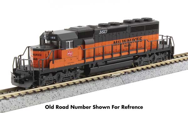 KATO EMD SD40-2 Early Production - Standard DC -- Milwaukee Road #130 , Orange, black  Large Lettering)   (KAT1764825)