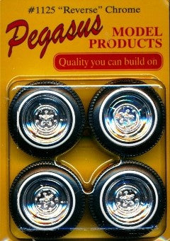 Pegasus 1/24-1/25 Reverse Chrome Rims w/Tires (4)   (PGH1125)