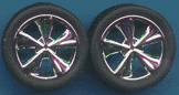 1/24-1/25 Tiburons Chrome Rims w/Tires (4) (PGH1258)
