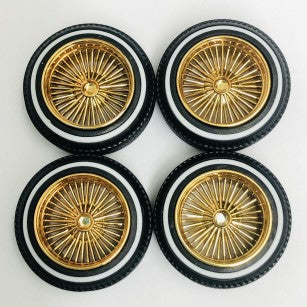 Dz's Gold Shallow Rims w/Whitewall Tires (4)  (PGH1314)