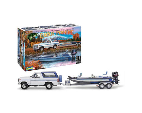 Revell 1/24 1980 Ford Bronco & Bass Boat w/Trailer Model Kit   (RMX17242)