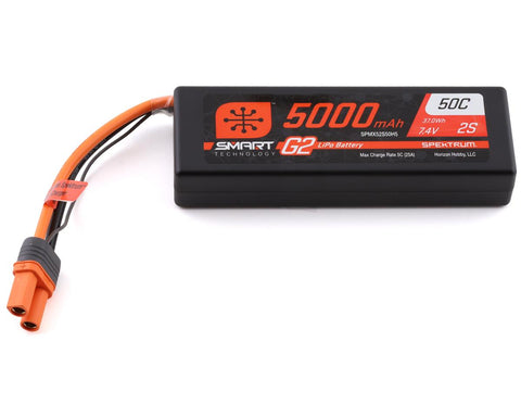 Spektrum RC 2S Smart LiPo 50C Hard Case Battery Pack (7.4V/5000mAh) w/IC5 Connector    (SPMX52S50H5)