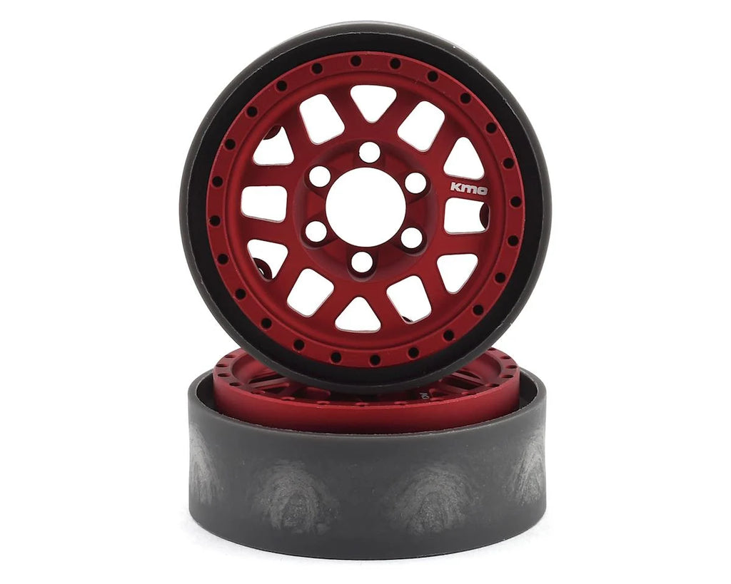 KMC XD229 Machete V2 1.9" Beadlock Crawler Wheels (Red) (2)