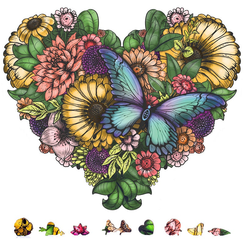 Flower Heart Wooden Puzzle, 1000 Pcs   (ZCPFH1000)