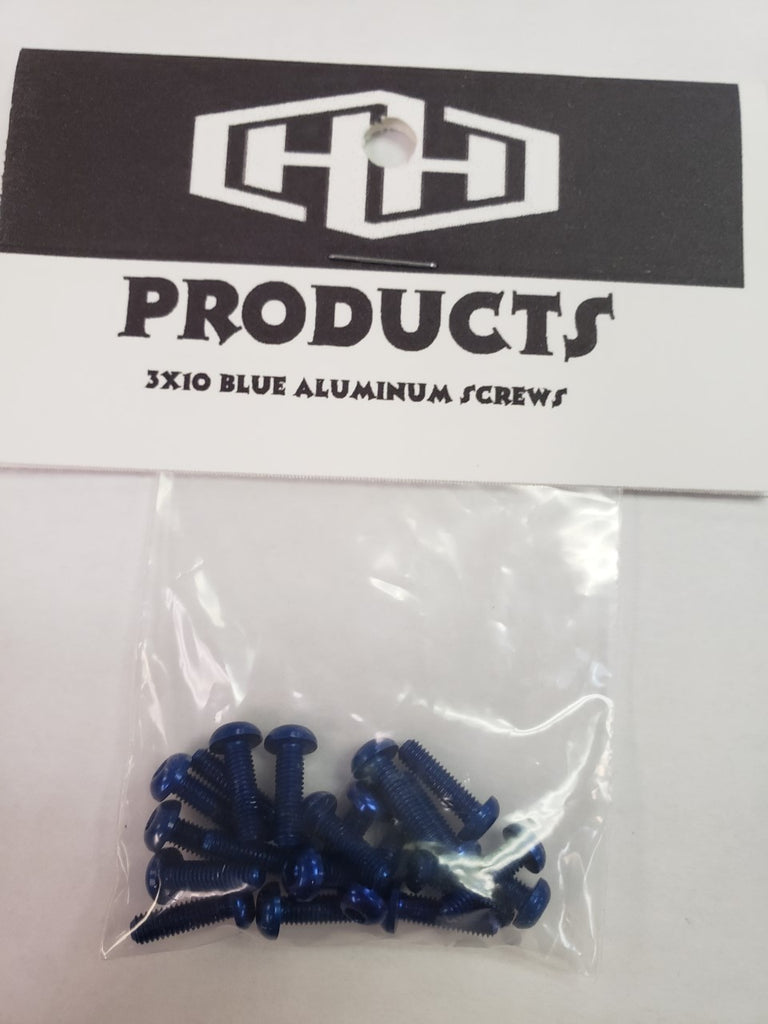 Hamilton Hobbies 3X10 BLUE ALUMINUM 7075 BUTTON HEAD SCREWS (20) (HAM127993)