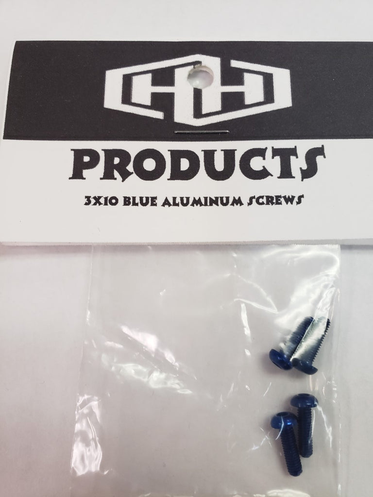 Hamilton Hobbies 3X10 BLUE ALUMINUM 7075 BUTTON HEAD SCREWS (4)  (HAM127992)