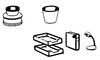 Office Equipment (Unpainted Metal Castings) -- Set #1 Spitoon, In/Out Bins, Waste Basket, Book, Nonworking Electric Lamp (650-5124)