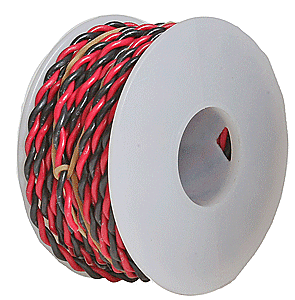 Two Conductor Hookup Wire - #22 Gauge - 30' -- Black & Red  (851-222070300)