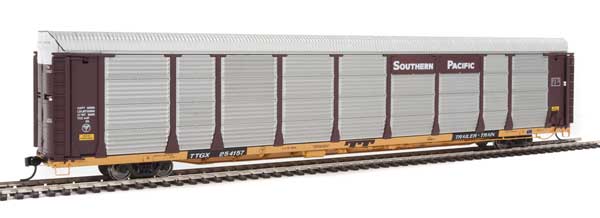 Walthers Southern Pacific(TM) Rack, TTGX Flatcar #254157 (Boxcar Red, silver; yellow  (920-101344)