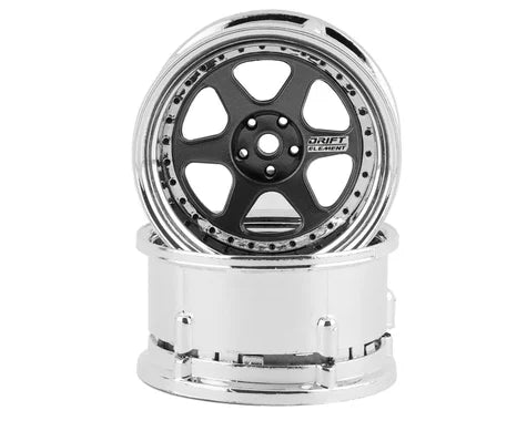 DS Racing Drift Element 6 Spoke Drift Wheels (Gunmetal w/Black Rivets) (2) (DSC-DE-220)