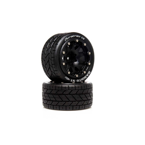 DuraTrax .5 Offset Black Bandito ST Belted 2.8 2WD Mounted Rear Tires (2) (DTXC5531)