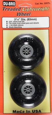 Dubro Treaded Lightweight Wheel 3-1/4" (2)  (DUB325TL)