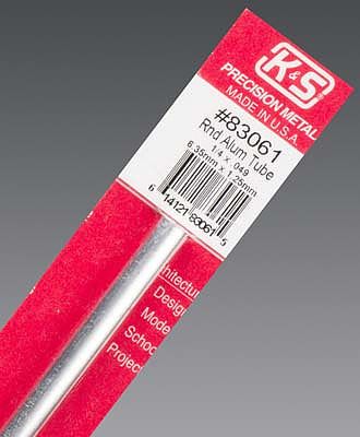 K+S83061 1/4"x 12"  Round Aluminum Tube .049 Wall (1) (K+S83061)