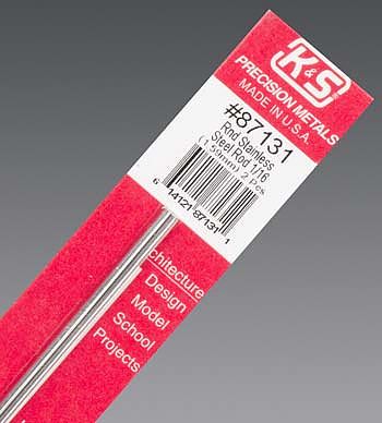 K+S 1/16 X 12" Round Stainless Steel Rod (2) (K+S87131)