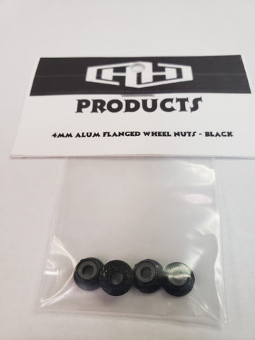 4MM flanged nylon locking nut (aluminum, black-anodized, serrated)  (HAM5491B)
