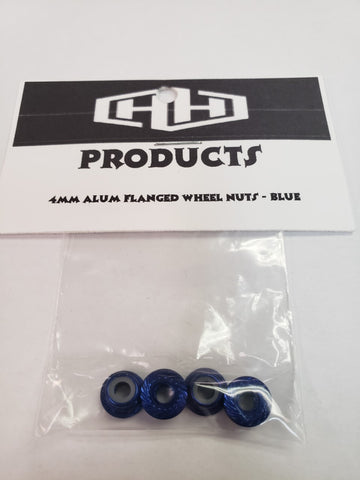 4MM flanged nylon locking nut (aluminum, blue-anodized, serrated)   (HAM5491)