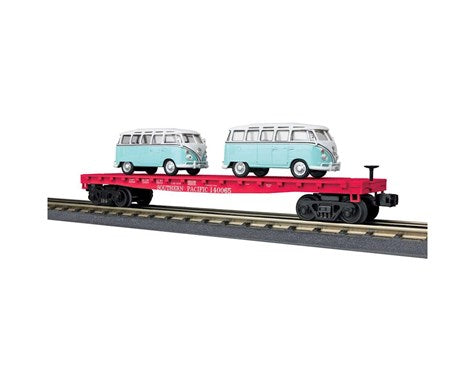 MTH Flat Car w/(2) 'VW Bus - Southern Pacific   (MTH3076677)