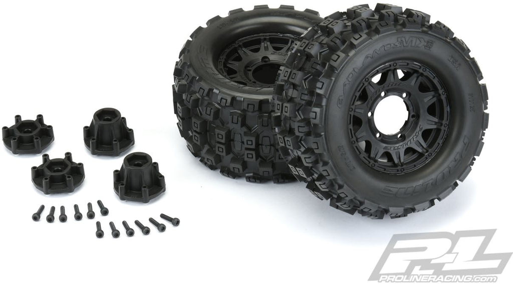 Proline Badlands Mx28 2.8" All Terrain Tires Mounted On Raid Black Wheel  (PRO1012510)