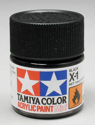 Tamiya Acrylic Mini X-1 Black 1/3 oz    (TAM81501)