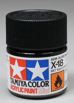 Tamiya Acrylic Mini X-18 Semi Gloss Black 1/3 oz (TAM81518)