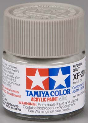 Tamiya Acrylic Mini XF-20 Medium Gray 1/3 oz (TAM81720)