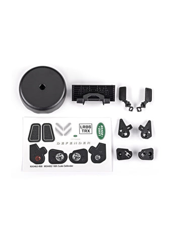 Traxxas TRX-4M Land Rover Grille, Side Mirrors, LED Retainers & Spare Tire Cover  (TRA9720)