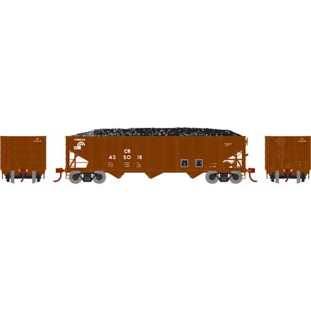 Athearn HO RTR 40' 3-Bay Ribbed Hopper w/Load, CR #435018   (ATH15150)