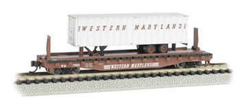 Bachmann 52'6 Flat Car w/35' Ribbed Pggybck Trlr WM N (BAC16756)