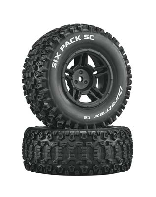 DuraTrax Six Pack Pre-Mounted Short Course Front/Rear Tires (Black) (2)  (DTXC3861)