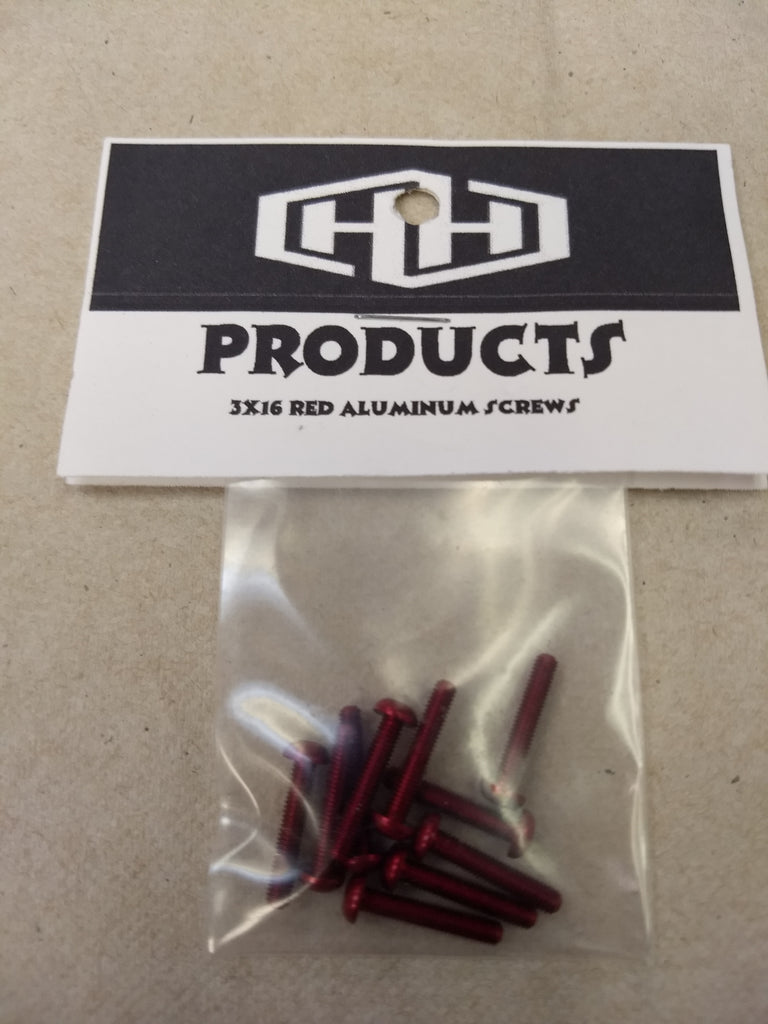 Hamilton Hobbies 3X16 Aluminum RED COUNTERSUNK SCREWS (HAM128569)