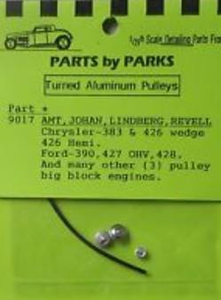 Parts by Parks 1/24-1/25 Pulley Set Chrysler & Ford Long Block (Spun Aluminum) (3) (PBP-9017)