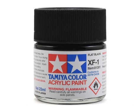 Tamiya XF-1 Flat Black Acrylic Paint (23ml)  (TAM81301)